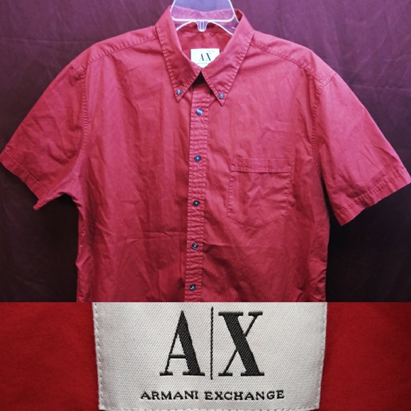 red armani exchange shirt